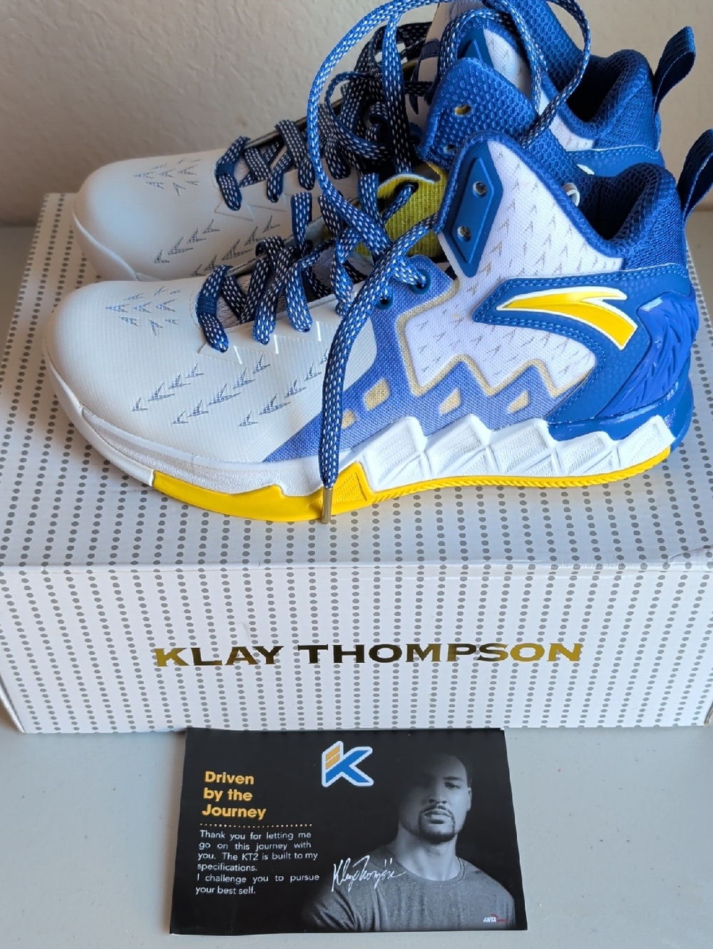 Klay Thompson K2 By Anta - Kids Sneakers - White, Blue, Yellow